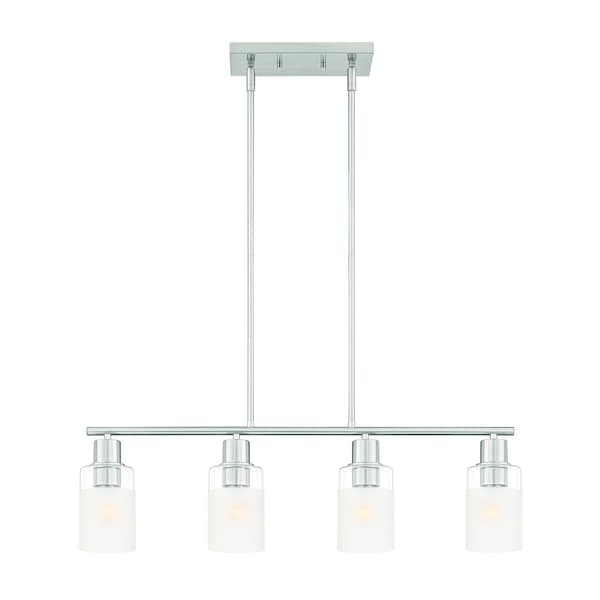 Designers Fountain Cedar Lane 60 Watt 4 Light Brushed Nickel Pendant with Clear Etched Glass Shade D236M-IS-BN - main